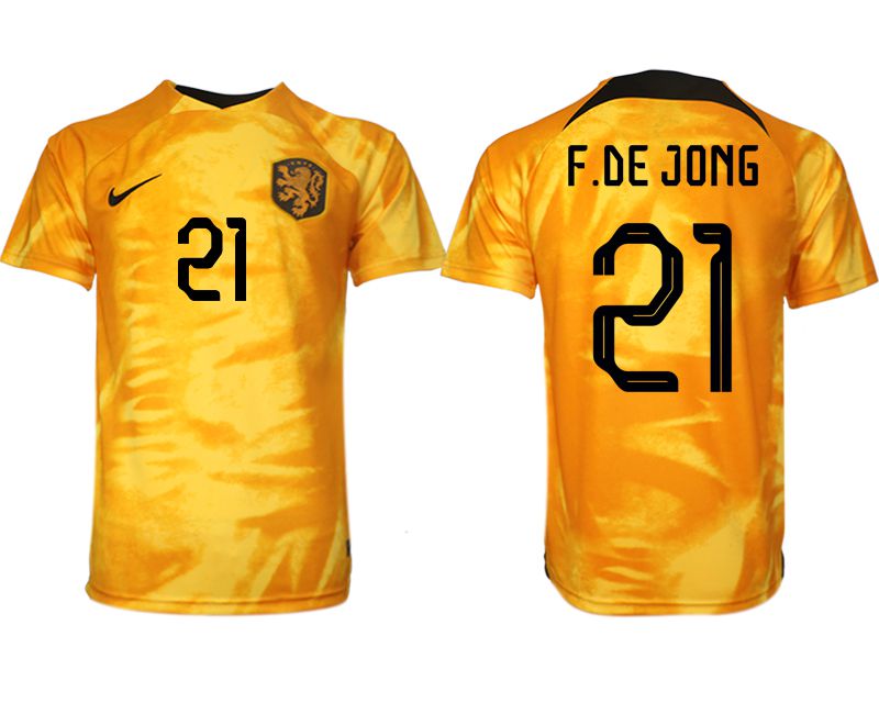 Men 2022 World Cup National Team Netherlands home aaa version yellow 21 Soccer Jersey